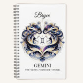 Stilvolles Watercolor Gemini Custom Journal Notizblock (Vorderseite)