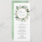 Stilvolles Watercolor Greenery Gold Wedding Menü Einladung (Vorne/Hinten)
