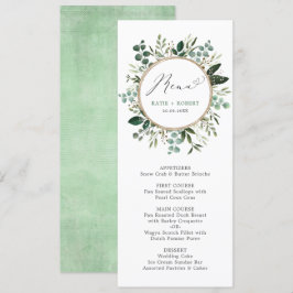 Stilvolles Watercolor Greenery Gold Wedding Menü Einladung