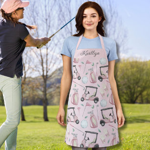 Stilvolles weibliches Golfdesign und Name Schürze