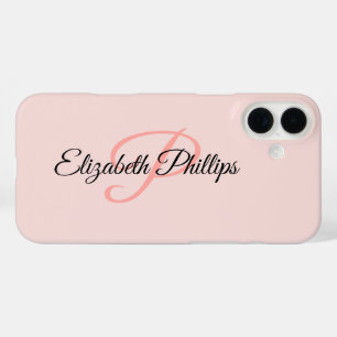 Stilvolles, weibliches Monogramm in nebelhaftem Ro iPhone 16 Plus Hülle
