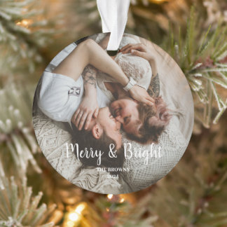 Stilvolles Weihnachten Merry Bright Family Foto Ornament