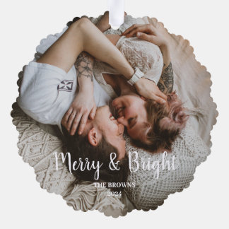 Stilvolles Weihnachten Merry Bright Family Foto Ornament Karte