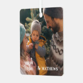 Stilvolles Weihnachts-Foto Ornament Aus Metall (Vorderseite links)