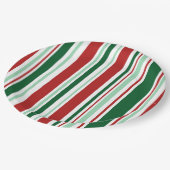 Stilvolles Weihnachts-Party Rot, Grün, Weiß Streif Pappteller (Schrägansicht)