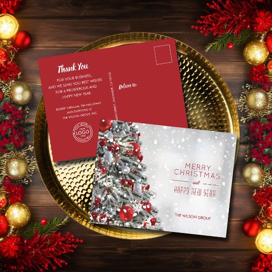 Stilvolles Weihnachtsbaumgeschäft Feiertagspostkarte