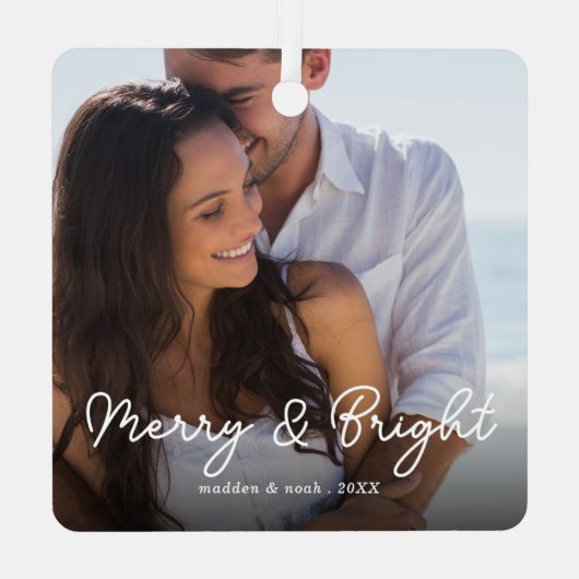 Stilvolles Weihnachtsfest Minimal Niedlich Fun Cou Ornament Aus Metall (Rückseite)