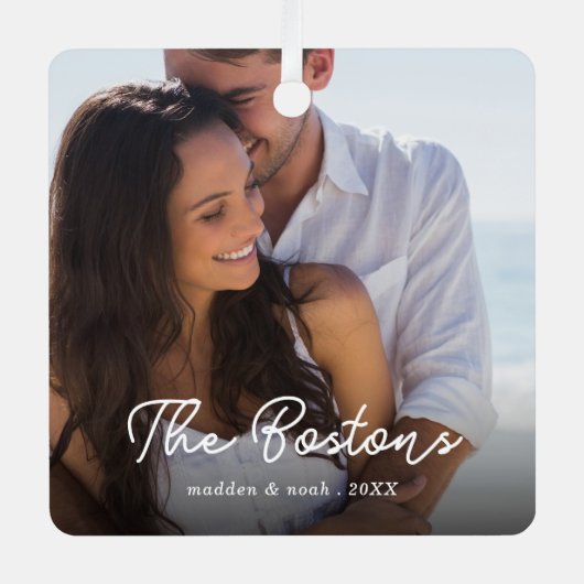 Stilvolles Weihnachtsfest Minimal Niedlich Fun Cou Ornament Aus Metall (Vorderseite)