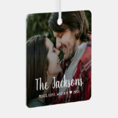 Stilvolles Weihnachtsfest Minimal Rustikales Coupl Ornament Aus Metall (Vorderseite Rechts)