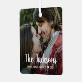 Stilvolles Weihnachtsfest Minimal Rustikales Coupl Ornament Aus Metall (Vorderseite links)