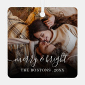 Stilvolles Weihnachtsminimal Niedliches Couple Fot Ornament Aus Metall (Rückseite)