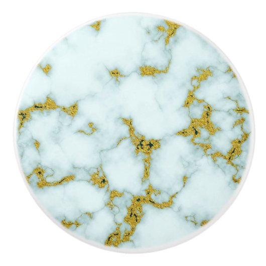 Stilvolles Weiß- und Goldmarmor | Benutzerdefinier Keramikknauf (Vorderseite)
