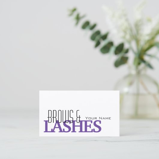 Stilvolles Weiß und Lila Einfaches Foto Beruflich Visitenkarte (Stehend Vorderseite)