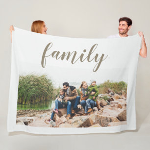 Stilvolles weißes Familienfoto individuell gestalt Fleecedecke