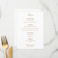 Stilvolles weißes Golden Beige Wedding Menu