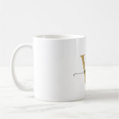 Stilvolles weißes und goldenes Monogramm Namenssch Kaffeetasse (Links)