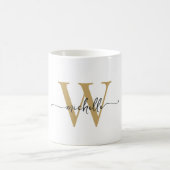 Stilvolles White and Gold Monogram Name Script Kaffeetasse (Mittel)