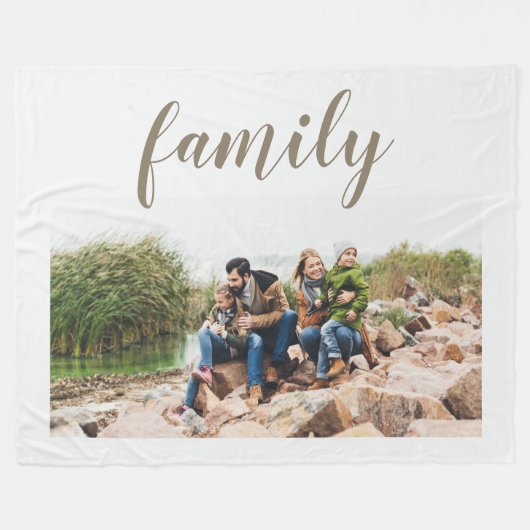 Stilvolles White Custom Family Foto Fleecedecke (Vorderseite (Horizontal))