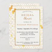 Stilvolles White Gold Honeycomb Brautparty Einladung (Vorne/Hinten)