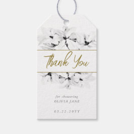 Stilvolles White Magnolias Gold Brautparty Geschenkanhänger