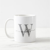 Stilvolles White Monogram Name Calligrafy Script Kaffeetasse (Links)