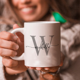 Stilvolles White Monogram Name Calligrafy Script Kaffeetasse
