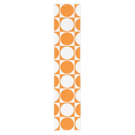 Stilvolles White&Orange Squares&Circles Design Kurzer Tischläufer (Vorderseite)