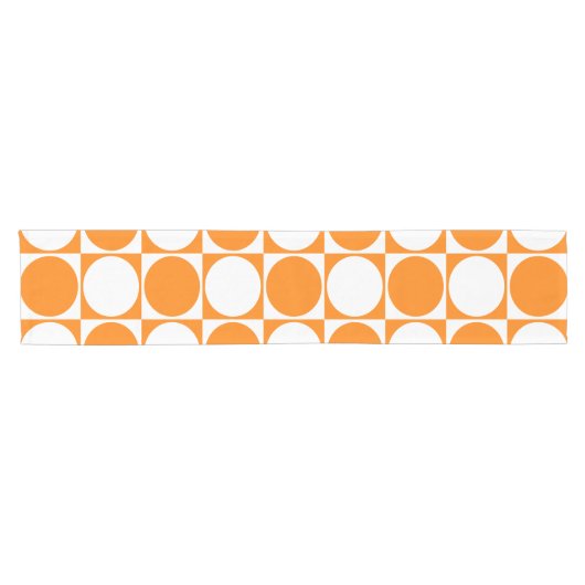 Stilvolles White&Orange Squares&Circles Design Kurzer Tischläufer (Horizontal)