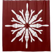 Stilvolles White Pattern auf Burgund Duschvorhang (Vorderseite)