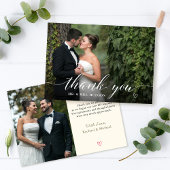 Stilvolles White Script Wedding Foto Danke Karte