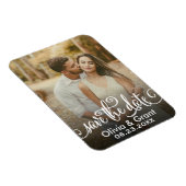 Stilvolles White Script Wedding Foto Save the Date Magnet (Rechte Seite)