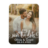 Stilvolles White Script Wedding Foto Save the Date Magnet (Vertikal)