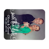 Stilvolles White Script Wedding Foto Save the Date Magnet (Horizontal)