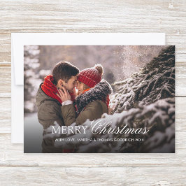 Stilvolles White Script Weihnachts-Foto Feiertagskarte