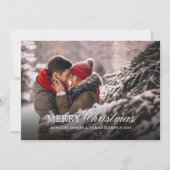 Stilvolles White Script Weihnachts-Foto Feiertagskarte (Vorderseite)