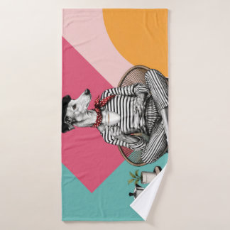Stilvolles Windhund-Café Pop-Art-Porträt Badehandtuch
