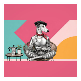 Stilvolles Windhund-Café Pop-Art-Porträt Fotodruck