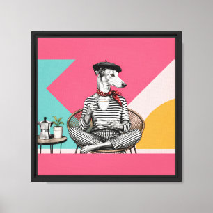 Stilvolles Windhund-Café Pop-Art-Porträt Leinwanddruck