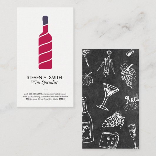 Stilvolles Wine Bottle Logo Visitenkarte (Vorne/Hinten)