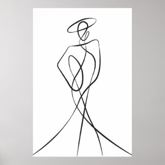 Stilvolles Woman Line Art Poster