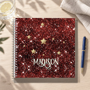 Stilvolles, wunderliches rotes schwarzes Glitter M Notizblock