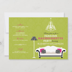 Stilvolles Zebra Dekor Bachelorette Invite (Limon) Einladung