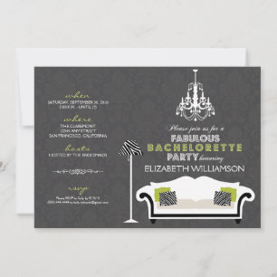 Stilvolles Zebra Dekor Bachelorette Invite (schwar Einladung
