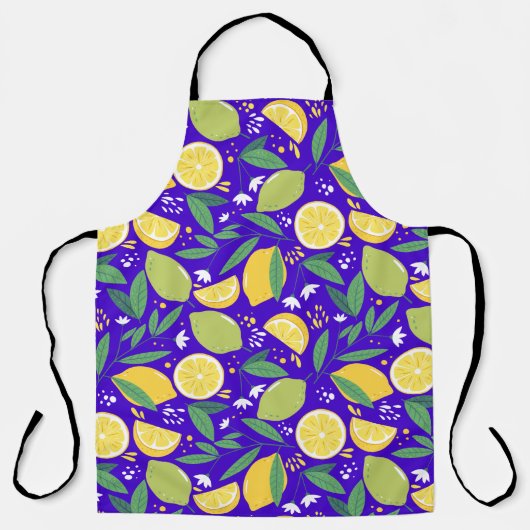 Stilvolles Zitrusfrüchte-Zitronenmuster in Blau Schürze (Vorderseite)
