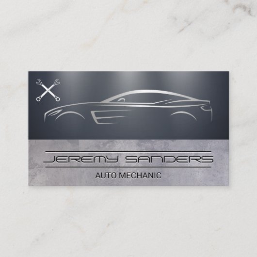 Stilwagen | Auto-Reparatur-Wrench-Logo Visitenkarte (Vorderseite)