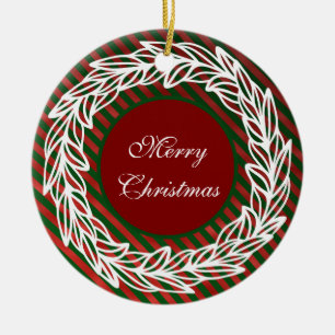 Stilweiße Kleider auf Rot und Grün Streifen Keramik Ornament