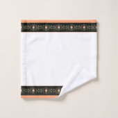 Stilweißer Pfirsich mit grün und schwarz Badhandtuch Set (Waschlappen)