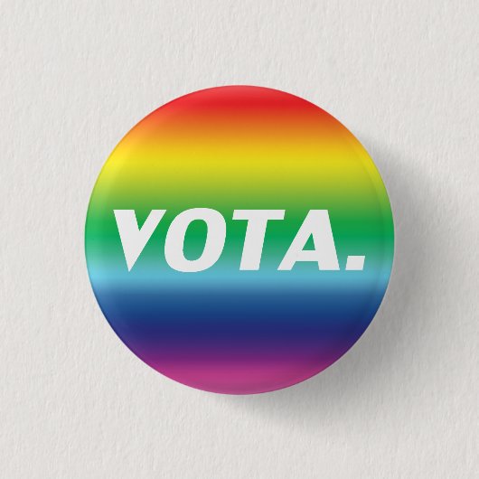 Stimmabgabe in spanischer Regenbogenfarbe Gay Prid Button (Vorderseite)