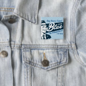 Stimme Blau | Retro Lustiger Typ | Rechteck Button (Beispiel)