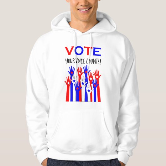 Stimme! Deine Stimme zählt! Patriotische Handstars Hoodie (Vorderseite)